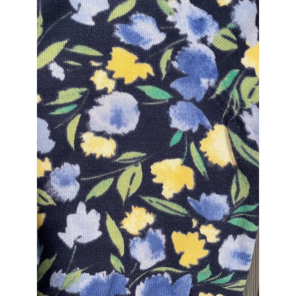 LL Bean Womens Blue Floral Full Button Cardigan Size Small Supima Cotton Spring - Picture 3 of 6